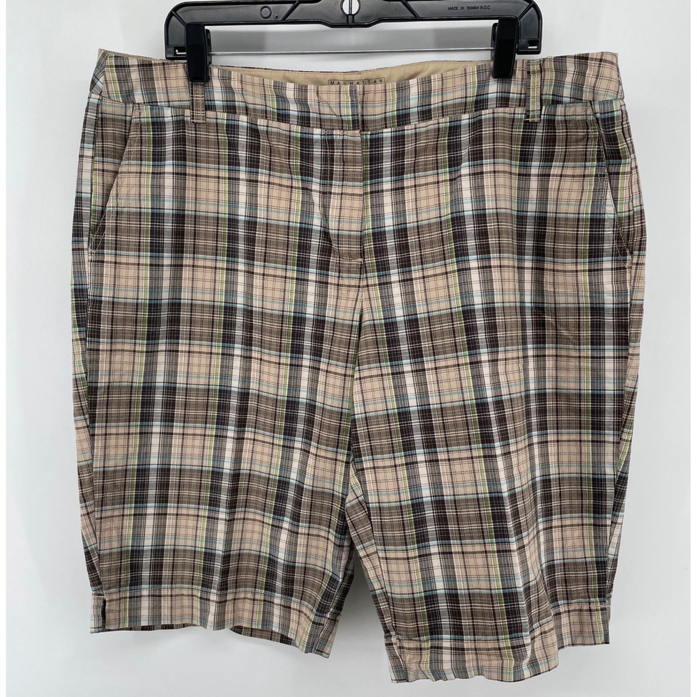 Plaid Chino Shorts Womens 18 Brown Dark Academia Grunge Earthy Cotton Casual